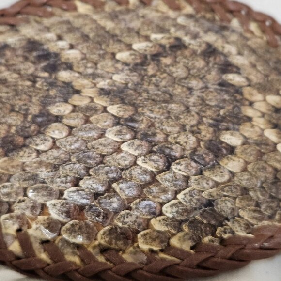 Real Eastern Rattlesnake Snakeskin Hand laced Belt Buckle made in USA - Picture 2 of 7